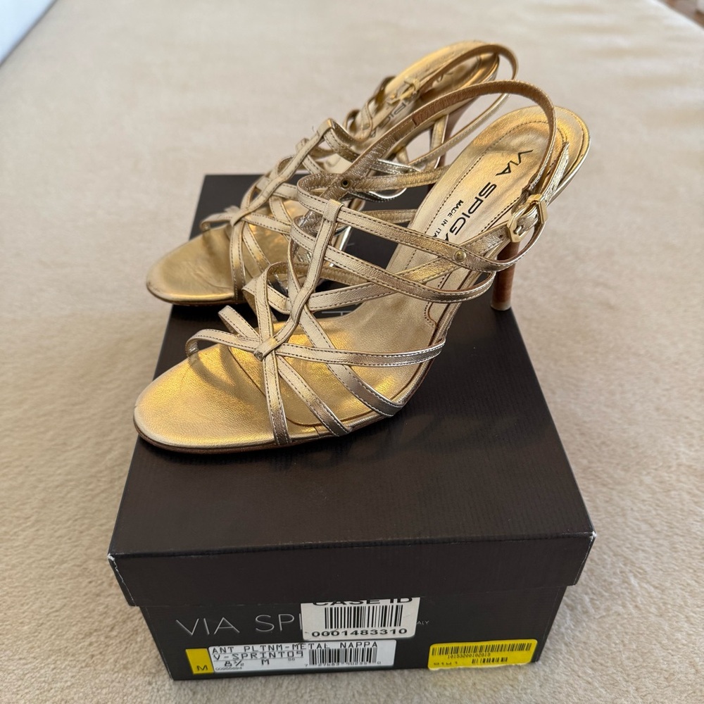 Via Spiga gold high heel sandals